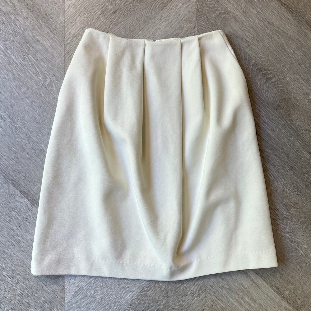 Madewell Ivory Cream Modern Line Corridor Skirt Tulip Pleated Textured 2 XS